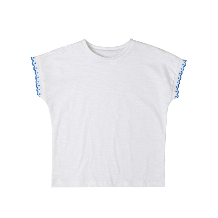 Simple Embroidered Trim T-Shirt - Kidsagogo